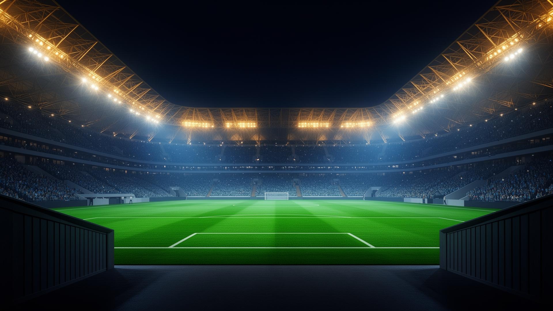 Floodlit football stadium
